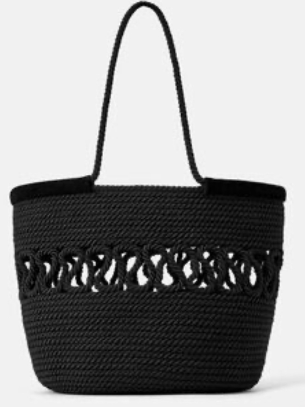 Zara Summer Black Woven Tote Bag - Stylish Everyday Carry